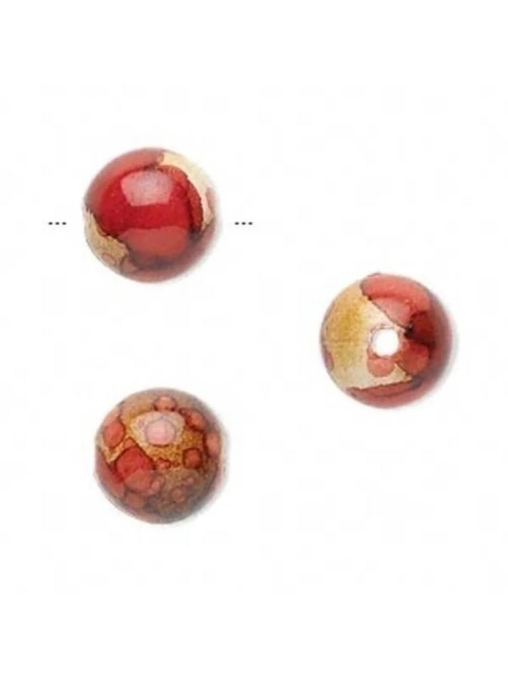 10 Red Brown Mottled Natures Pattern 12mm Round Beads